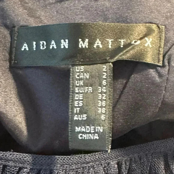 Aidan Mattox Women's Illusion Lace Midi Dress Navy Blue Size 2 Formal - Picture 4 of 7